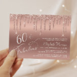 Budget 60e anniversaire Parties scintillant Rose G<br><div class="desc">Élégante, chic et économique invitation à la fête du 60e anniversaire avec "60 & Fabulous" écrit en écriture blanche stylisée contre un arrière - plan d'or rose, avec la parties scintillant d'or rose en faux. Personnalisez avec son nom et les détails de la fête. Ce papier semi-brillant budgétaire est similaire...</div>