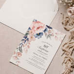 Budget 60e anniversaire Pink Floral Script Invitat<br><div class="desc">Dusty Blue Rose Floral Surprise 60e Anniversaire invitation budgétaire de fête vous pouvez facilement customiser avec les détails de votre fête en cliquant sur le bouton "Personnaliser".</div>