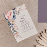 Budget 60e anniversaire Pink Floral Script Invitat<br><div class="desc">Dusty Blue Rose Floral Surprise 60e Anniversaire invitation budgétaire de fête vous pouvez facilement customiser avec les détails de votre fête en cliquant sur le bouton "Personnaliser".</div>