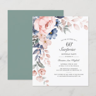 Budget 60e anniversaire Pink Floral Script Invitat