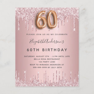 Budget 60e anniversaire rose poussiéreux gouttes d