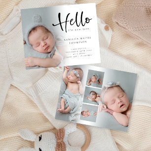 Budget 6 Photo Baby Girl Boy Hello Birth Annonce