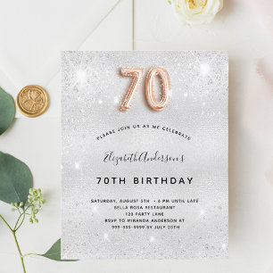Budget 70e anniversaire argent rose or invitation