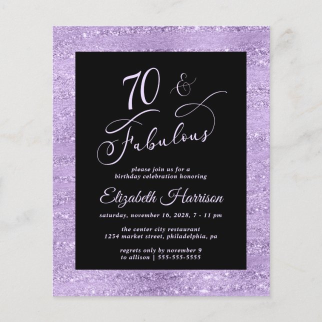 Budget 70e anniversaire fête élégante violet (Devant)