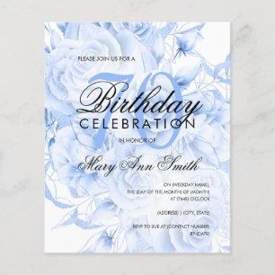 Budget 70e anniversaire Floral Navy Invitation ble