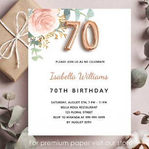 Budget 70e anniversaire floral rose d'or eucalyptu