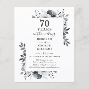 Budget 70e anniversaire Mariage Invitation floral