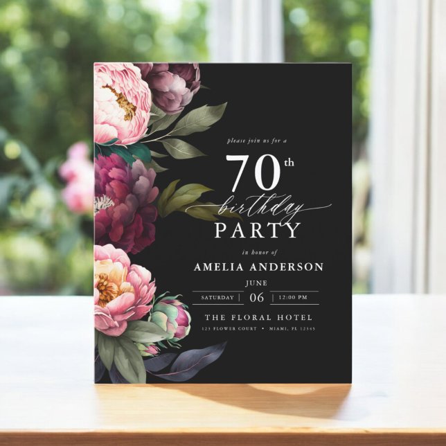 Budget 70e anniversaire Moody Floral Invitation (Créateur téléchargé)