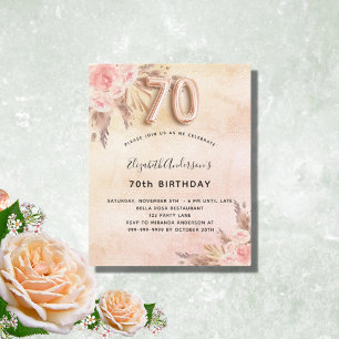 Budget 70e anniversaire pampas herbe invitation ro