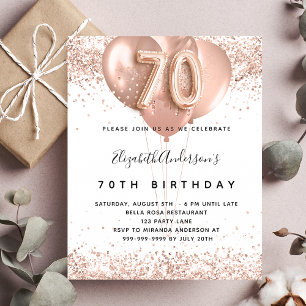 Budget 70e anniversaire rose invitation ballons d'