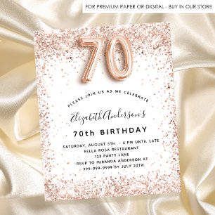 Budget 70e anniversaire rose or blanc invitation