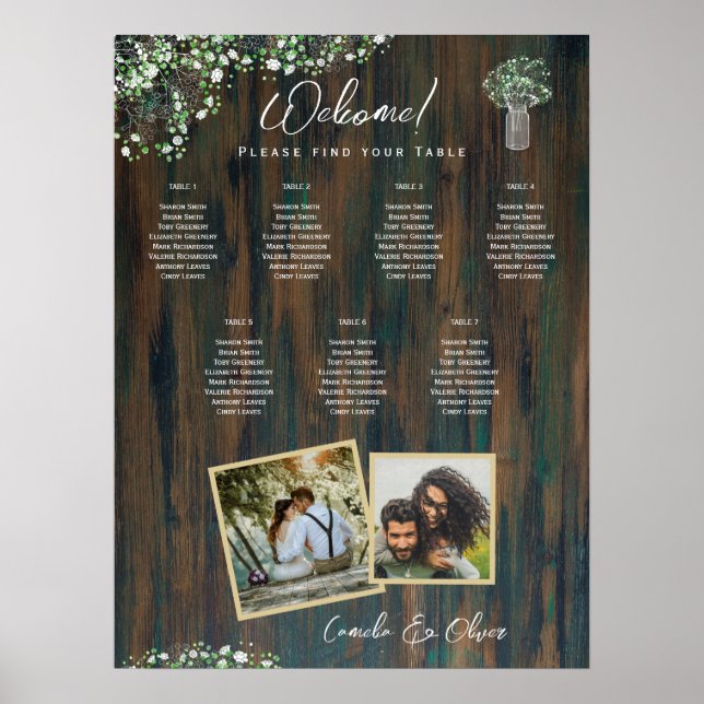 BUDGET 7 Tableau Schéma de siège rustique Gypsophi (Devant)