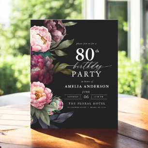Budget 80e anniversaire Moody Floral Invitation