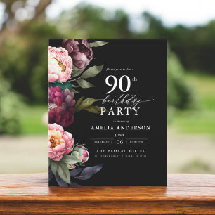 Budget 90e anniversaire Moody Floral Invitation