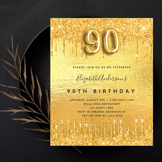 Budget 90e anniversaire parties scintillant d'or i (Créateur téléchargé)
