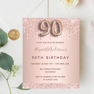 Budget 90e anniversaire rose parties scintillant o