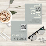 BUDGET À Dernier Code QR Sage Ivory Texte Fiançail<br><div class="desc">Un rapport qualité-prix BUDGET alternative sur une taille plus petite 4, 5 x 5, 6" semi-brillant poids 110lbs, qui est d'une épaisseur similaire à une carte postale (cependant ne convient pas à l'utilisation comme carte postale.) VEUILLEZ NOTER qu'il y a UN invitation par feuille. À Dernier QR Code Sage ivoire...</div>