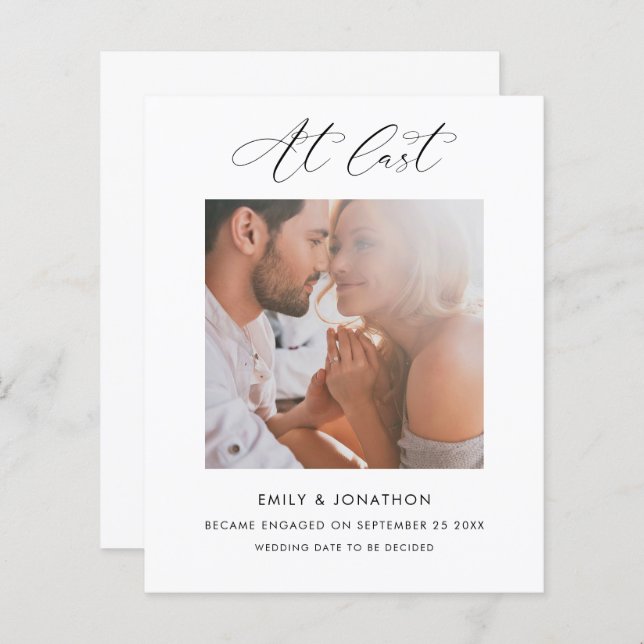 Budget À Dernier Fiançailles Photo Calligraphie (Devant / Derrière)