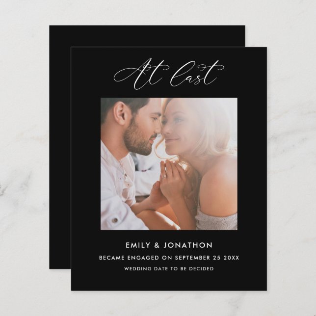 Budget À Dernier Fiançailles Photo Calligraphie No (Devant / Derrière)