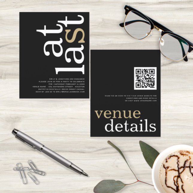 BUDGET À Dernier QR Code Blanc Gold Black Fiançail (Créateur téléchargé)