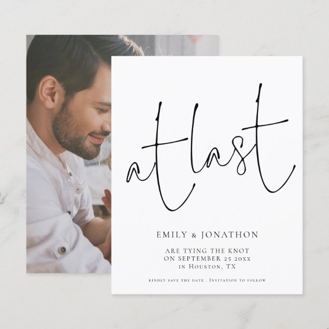 Budget À Dernier Script Photo Enregistrer La Date (Devant / Derrière)