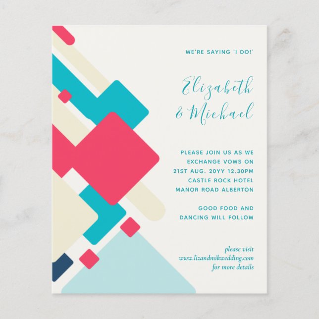 Budget Abstrait Corail Turquoise Rouge Mariage Inv (Devant)