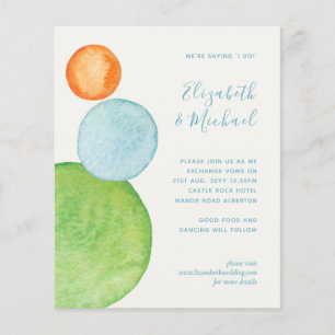 Budget Abstrait Coral vert Aqua Mariage Invite