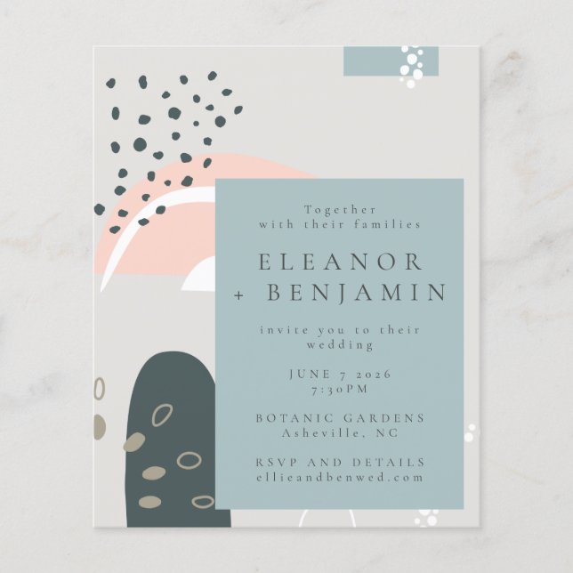 Budget Abstrait Formes Pastel Grey Mariage Invitat (Devant)