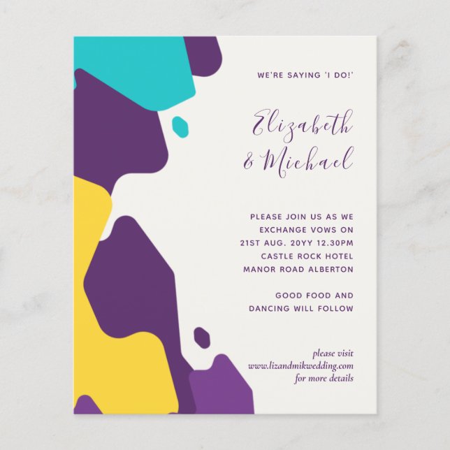 Budget Abstrait Purple Turquoise Mariage Jaune Inv (Devant)