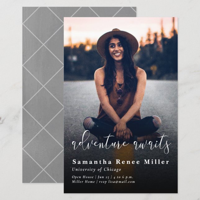 Budget Adventure Attend Photo Graduation Invitatio (Devant / Derrière)