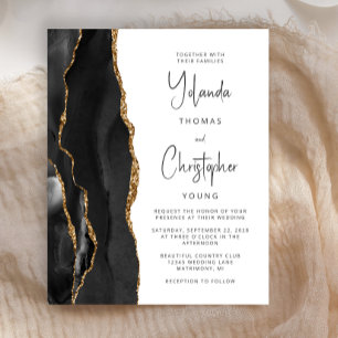 Budget Agate Black Gold Faire-part de mariage tend