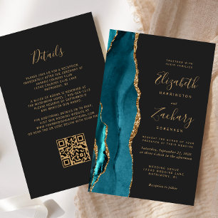 Budget Agate Bleu Sarcelle Foncé Code QR Mariage