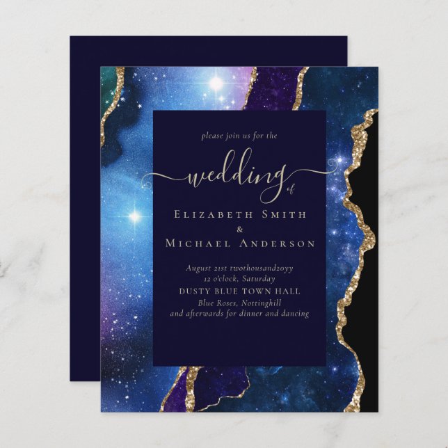 BUDGET AGATE Blue Purple Gold Mariage Budget (Devant / Derrière)