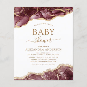 Budget Agate Bourgogne Baby shower Gold Invitation