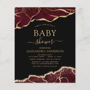 Budget Agate Bourgogne Baby shower Gold Invitation