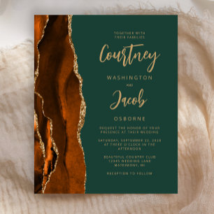 Budget Agate Burnt Orange Green Wedding Invitation
