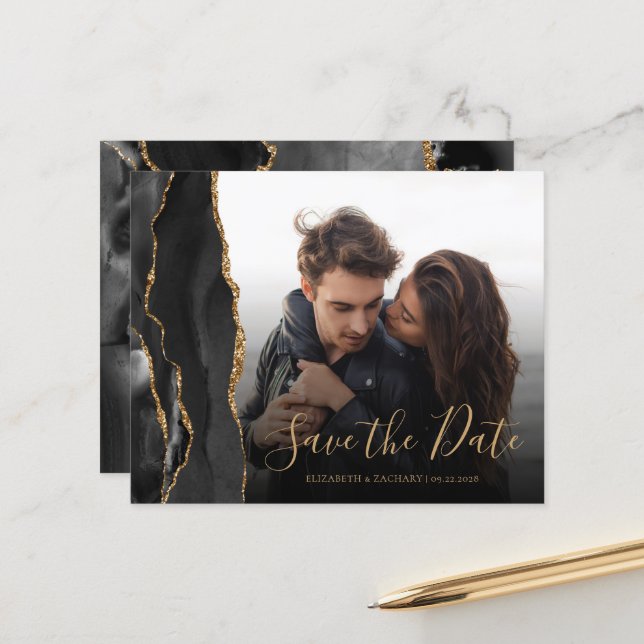 Budget Agate Geode Black Gold Photo Enregistrer la (Devant/Arrière en situation)