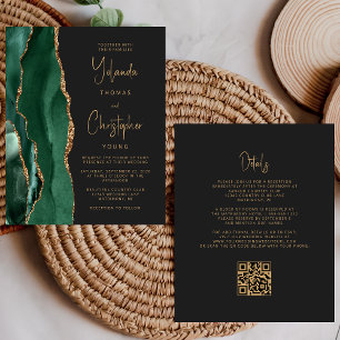 Budget Agate Green Gold Dark QR Code Mariage