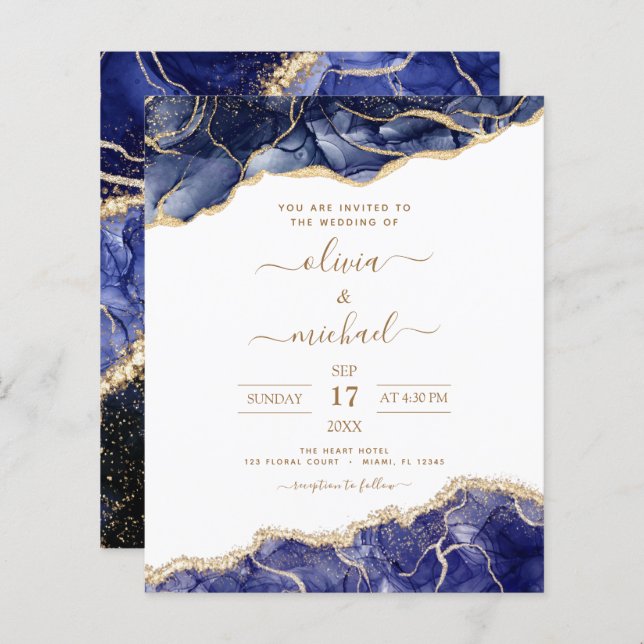 Budget Agate Marine Blue Gold Mariage (Devant / Derrière)