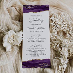 Budget Agate Purple Gold Wedding Programme
