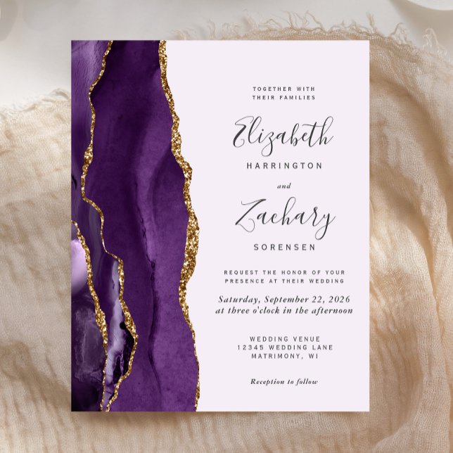 Budget Agate Purple Or Faire-part de mariage moder (Créateur téléchargé)