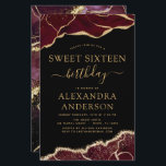 Budget Agate Sweet 16 Anniversaire Bourgogne Or<br><div class="desc">Budget Agate Geode Black,  Bourgogne et Gold Foil Invitations de fête d'anniversaire - comprend un script moderne magnifique et élégant pour le Sweet sixteen spécial (16e) fête d'anniversaire.</div>