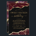 Budget Agate Sweet 16 Anniversaire Bourgogne Or<br><div class="desc">Budget Agate Geode Black,  Bourgogne et Gold Foil Invitations de fête d'anniversaire - comprend un script moderne magnifique et élégant pour le Sweet sixteen spécial (16e) fête d'anniversaire.</div>