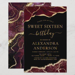 Budget Agate Sweet 16 Anniversaire Bourgogne Or