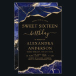 Budget Agate Sweet 16 Marine Blue Gold<br><div class="desc">Budget Agate Geode Black,  Navy Blue et Gold Foil Invitations de fête d'anniversaire - comprend un script moderne magnifique et élégant pour le Sweet sixteen spécial (16e) fête d'anniversaire.</div>