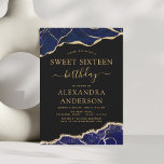 Budget Agate Sweet 16 Marine Blue Gold<br><div class="desc">Budget Agate Geode Black,  Navy Blue et Gold Foil Invitations de fête d'anniversaire - comprend un script moderne magnifique et élégant pour le Sweet sixteen spécial (16e) fête d'anniversaire.</div>
