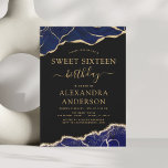 Budget Agate Sweet 16 Marine Blue Gold<br><div class="desc">Budget Agate Geode Black,  Navy Blue et Gold Foil Invitations de fête d'anniversaire - comprend un script moderne magnifique et élégant pour le Sweet sixteen spécial (16e) fête d'anniversaire.</div>