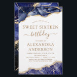 Budget Agate Sweet 16 Marine Blue Gold<br><div class="desc">Budget Agate Geode Marine Blue and Gold Foil Invitations de fête d'anniversaire - comprend un script moderne magnifique et élégant pour la fête d'anniversaire du Sweet sixteen spécial (16e).</div>