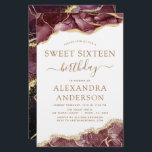 Budget Agate Sweet 16 Or Bourgogne<br><div class="desc">Budget Agate Geode Bourgogne et Gold Foil Invitations de fête d'anniversaire - comprend un script moderne magnifique et élégant pour le Sweet sixteen spécial (16e) fête d'anniversaire.</div>