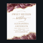 Budget Agate Sweet 16 Or Bourgogne<br><div class="desc">Budget Agate Geode Bourgogne et Gold Foil Invitations de fête d'anniversaire - comprend un script moderne magnifique et élégant pour le Sweet sixteen spécial (16e) fête d'anniversaire.</div>